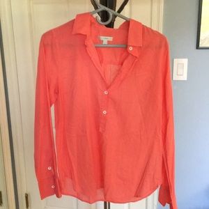 J. Crew coral Henley button down